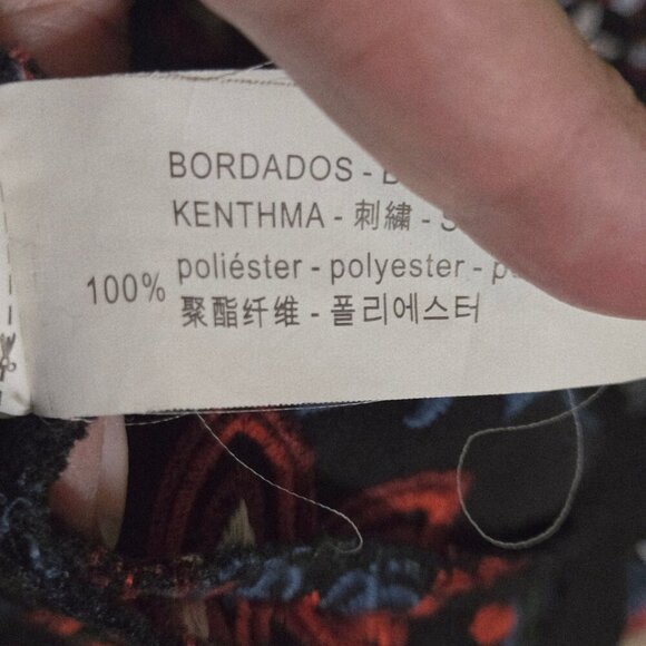 Zara Woman Floral Embroidered Runway Fav Long Sleeve Black Midi Dress Size M - Picture 14 of 14